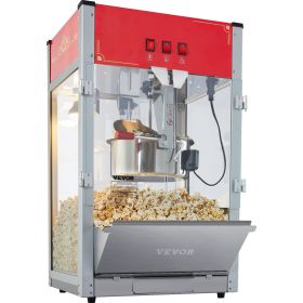 VEVOR Popcorn Maker, 1440W Popcorn Popper Machine, 12 Oz Kettle Makes 80 Cups per Batch, Countertop Popcorn Maker with Tempered Glass