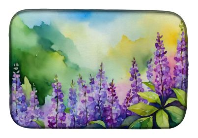 Idaho Syringa in Watercolor Dish Drying Mat Absorbent Dish Drying Mat Pad for Kitchen Counter Dish Drainer Mat for Countertop, 14 x 21", Multicol