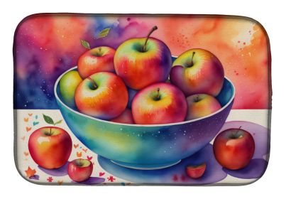 Colorful Apples Dish Drying Mat Absorbent Dish Drying Mat Pad for Kitchen Counter Dish Drainer Mat for Countertop, 14 x 21", Multicolor