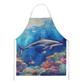 Dolphin Apron Cooking Kitchen Server Baking Crafts Gardening for Adult Women Men, Unisex, Large, Multicolor