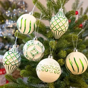 16PCS Shatterproof Christmas Ball Ornaments Set, Hand-Painted Holiday Decor With Assorted Sizes & Designs For Christmas Tree Thanksgiving Party D (Option: Green)