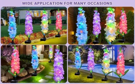 Solar Powered Hyacinth Flower Light, Solar Garden Patio Yard Decor, Color-Changing, Waterproof, Energy-Efficient, And Durable Outdoor Decoration, (Option: 8Pcs)