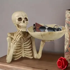 Halloween Skeleton Storage Tray, Skull Halloween Candy Dish Fruit Snack Serving Tray Platter Cupcake Containers Goth Dining Table Centerpiece Hal (Option: Yellow)