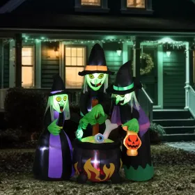 Halloween Outdoor Decorations, Blow Up Yard Decorations, Built-in LED Lights Décor For Indoor Home Party Garden Lawn Store, 5.9FT Pumpkin Ghost (Option: 3Witches)