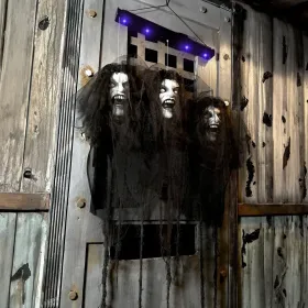 Haunted Hill Farm Zombie Bride With Pop-Up Head And Light-Up Eyes, Halloween Animatronic For Battery Operated Scary Indoor Or Covered Outdoor Hal (Option: 3543FloatingBrideHeads)