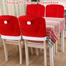 Christmas Chair Covers,Red And White Santa Claus Hat Chair Back Cover Christmas Chair Slipcovers For Xmas Kitchen Dinning Room Bar Decoration Hol (Option: 4pcs)
