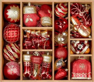 85ct Christmas Balls Ornaments Set, Colorful Shatterproof Plastic Christmas Tree Ornaments, Xmas Decorative Baubles For Christmas Tree Decoration (Option: RedGold)