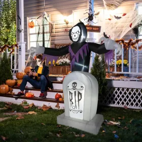 Halloween Outdoor Decorations, Blow Up Yard Decorations, Built-in LED Lights Décor For Indoor Home Party Garden Lawn Store, 5.9FT Pumpkin Ghost (Option: DeathandTheGrave)