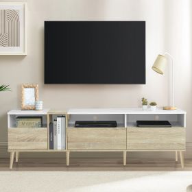 Modern TV With 3 Drawers And Open Shelves, Media Console Table For TVs Up To 80'', Entertainment Center For Living Room, Color-Matching Design (Option: White)