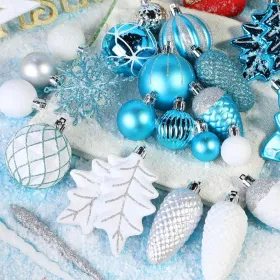 106PCS Christmas Balls Ornaments Set, Colorful Shatterproof Plastic Decorative Baubles For Xmas Tree Decor Holiday Wedding Party Decoration With (Option: BlueWhitesilver)