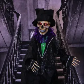 Haunted Hill Farm Zombie Bride With Pop-Up Head And Light-Up Eyes, Halloween Animatronic For Battery Operated Scary Indoor Or Covered Outdoor Hal (Option: 5ftBlackandPurpleStandingGroom)