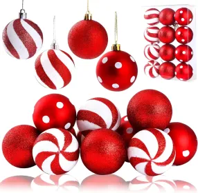 2 Pcs Peppermint Candy Ornaments - Candy Cane Balls, Red & White Hanging Stripes - Christmas Tree Ornaments For Xmas Party & Indoor/Outdoor Holid (Option: Classic)
