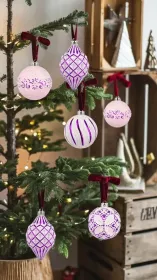 16PCS Shatterproof Christmas Ball Ornaments Set, Hand-Painted Holiday Decor With Assorted Sizes & Designs For Christmas Tree Thanksgiving Party D (Option: Purple)