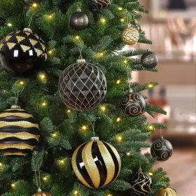 6''/150mm Large Christmas Ball Ornaments, 4Pcs Christmas Tree Decor, Shatterproof Hanging Decorations With Hooks, White & Silver Baubles For Xmas (Option: BlackGold)