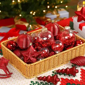 100pcs Christmas Tree Decorations Ornaments Set, Shatterproof Plastic Baubles Decorative Balls For Xmas Tree Decor Holiday Wedding Party, White (Option: Burgundy)